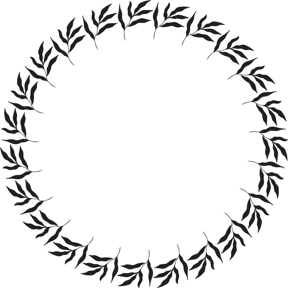 Black circle botanical frame vector