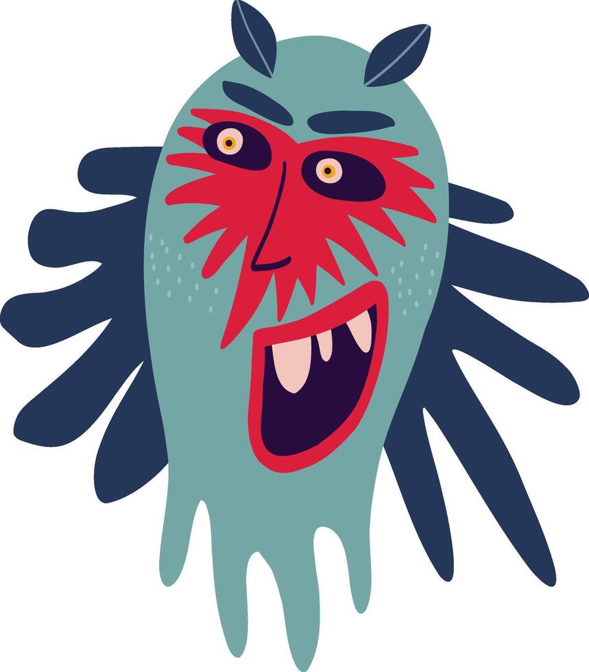 funky funny character monster gin with funny smile face vector