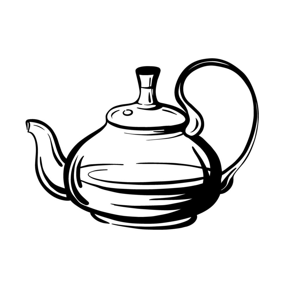 Glass teapot hand drawn illustration sketch vector