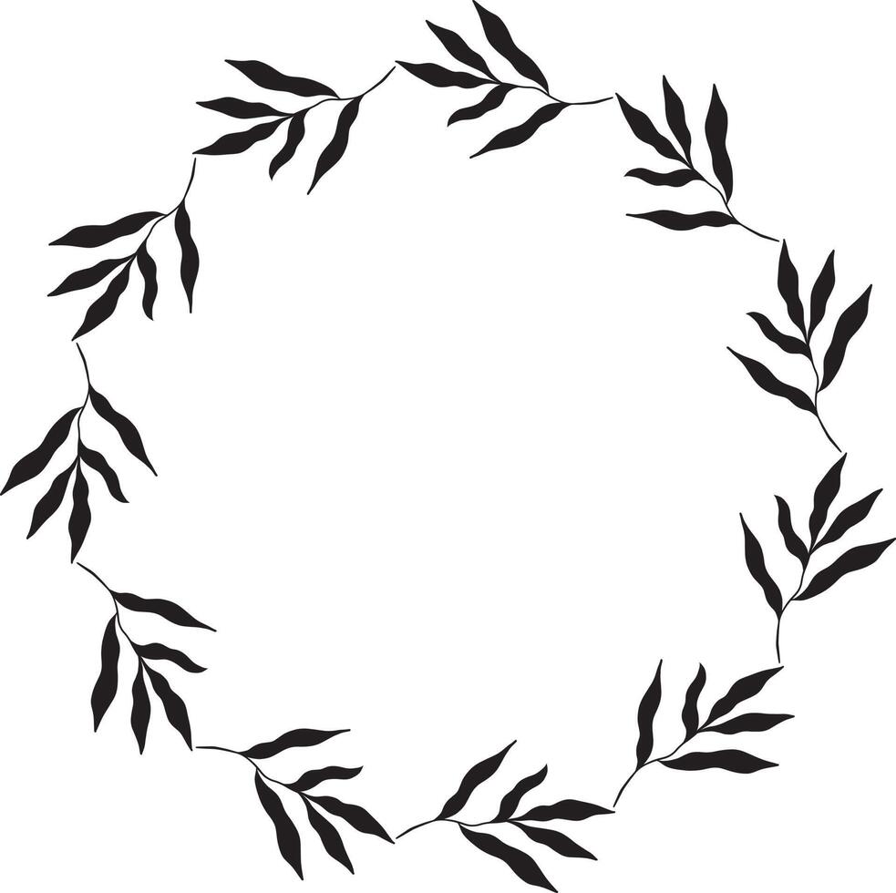black round laurel frame vector