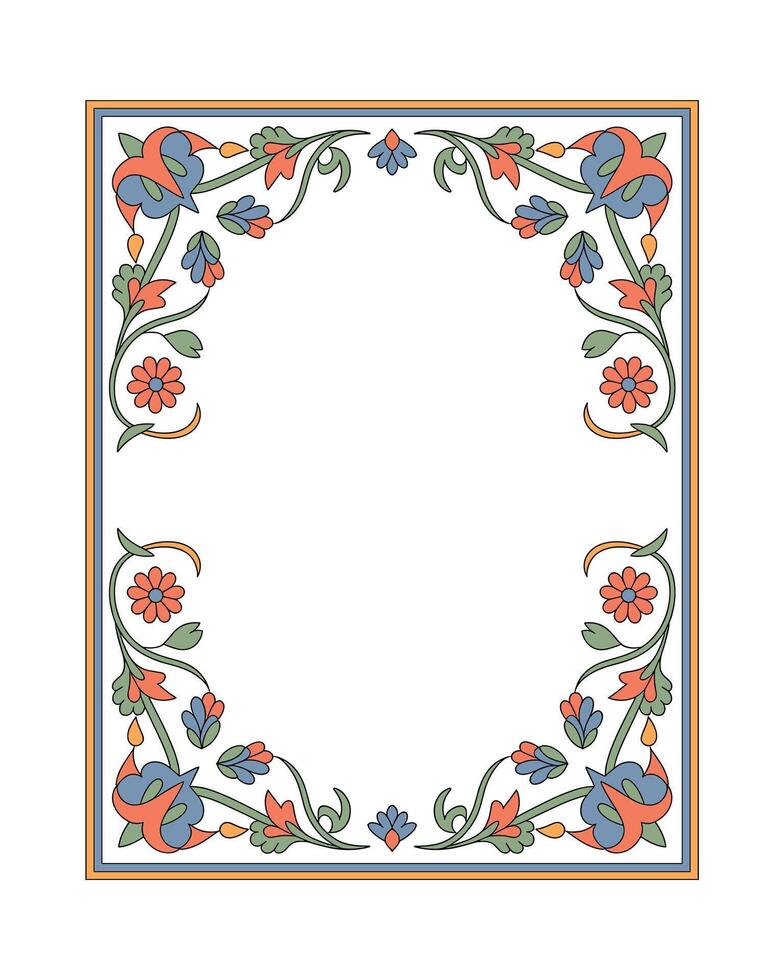 Floral frame border design element in vintage style vector