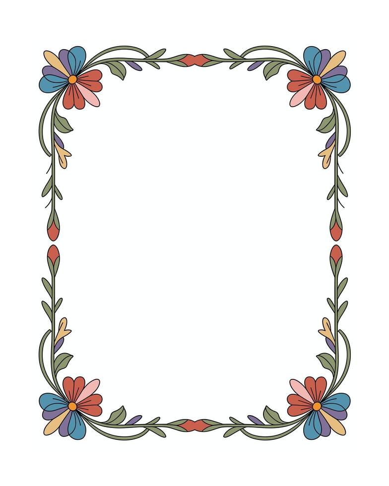Floral frame border design for invitations vector