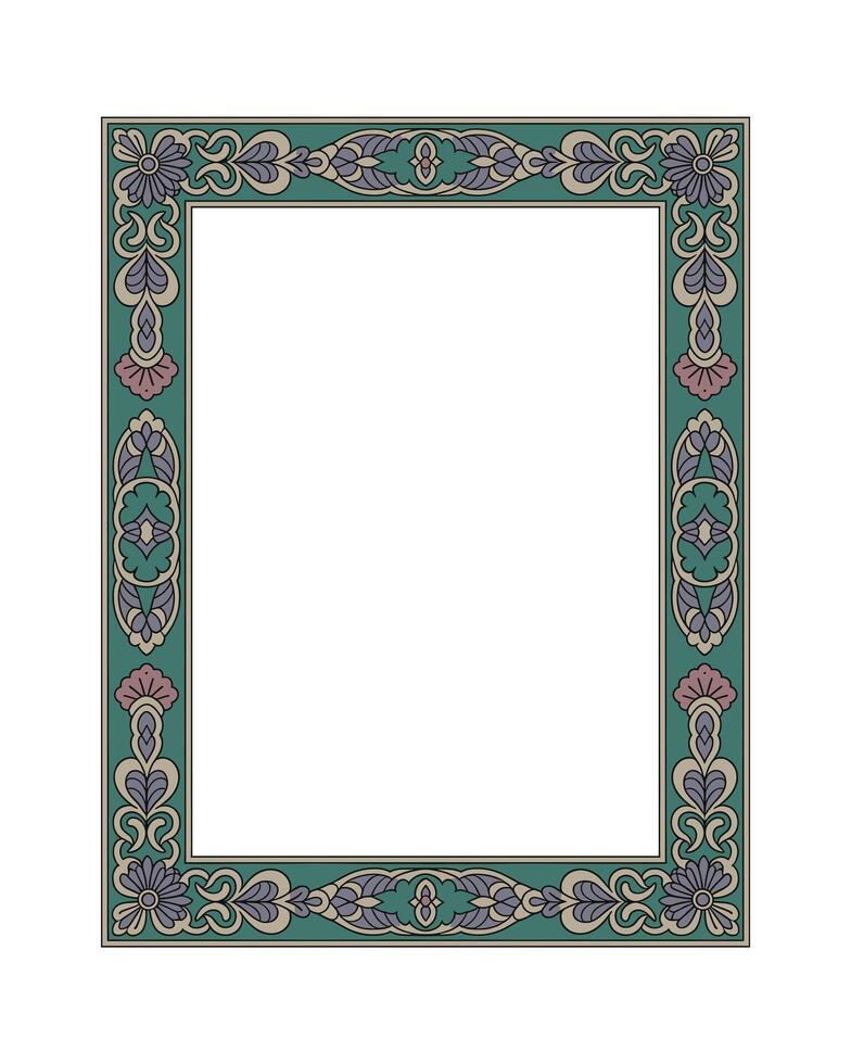 Ornate floral frame border design element teal and beige vector