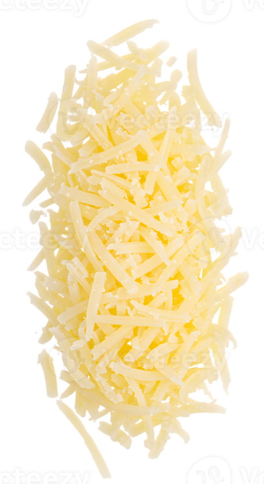 Delicious pile of shredded cheddar cheese with a transparent background png