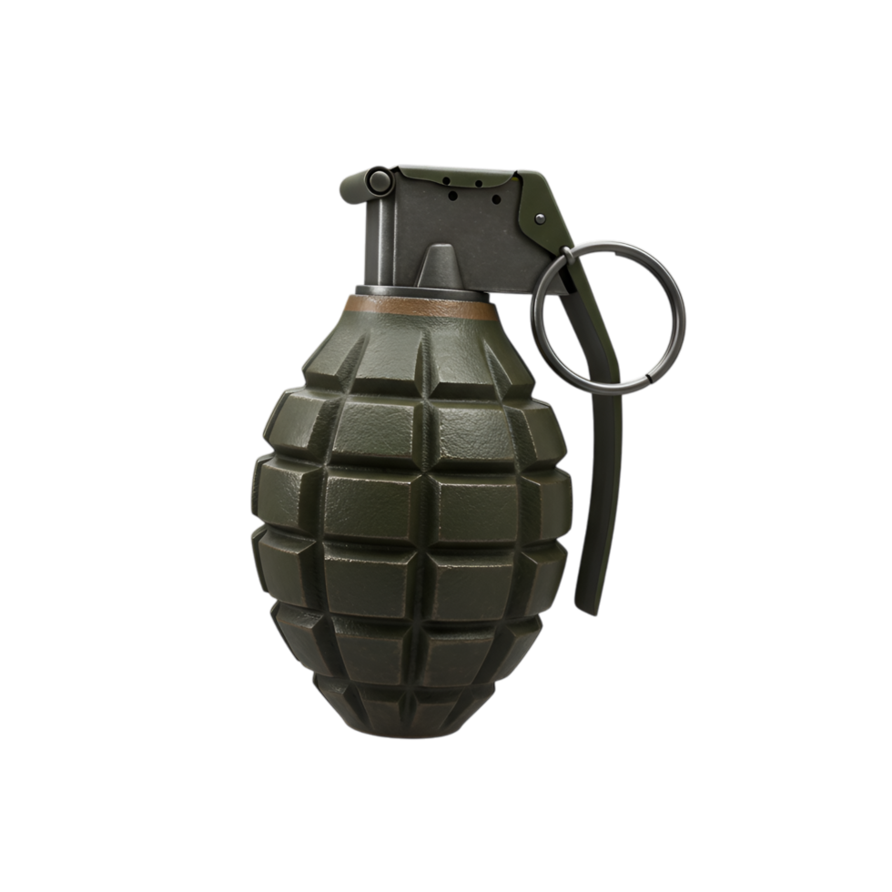 Realistic Hand Grenade Isolated on Black Background Ready to Use png
