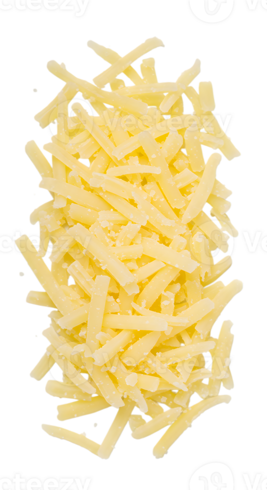 Heap of Finely Shredded Cheddar Cheese on Transparent Background png