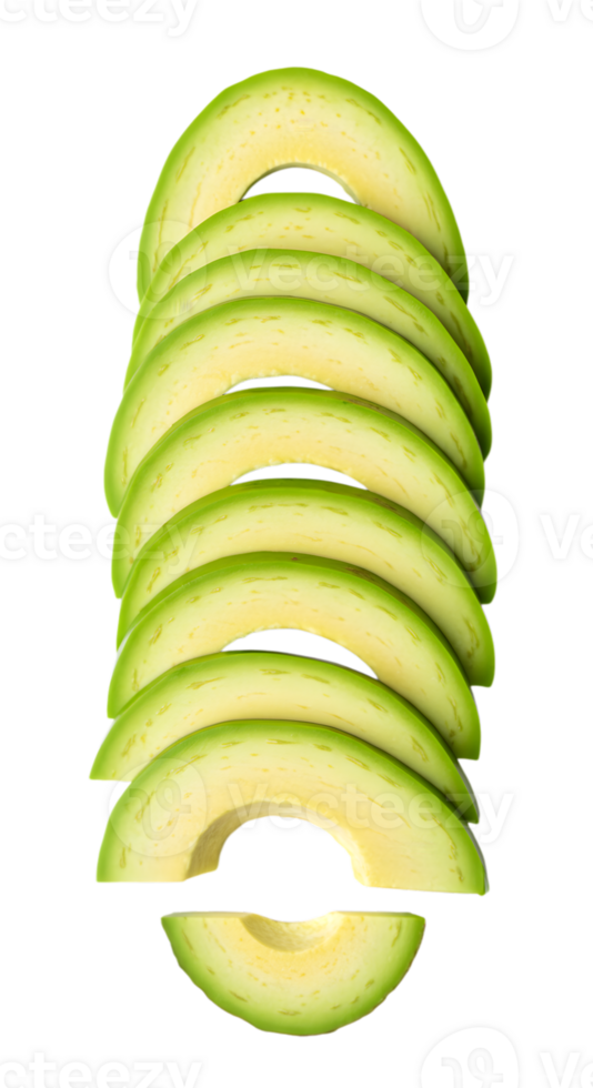 Abstract Stack of Fresh Avocado Slices on a Transparent Background png