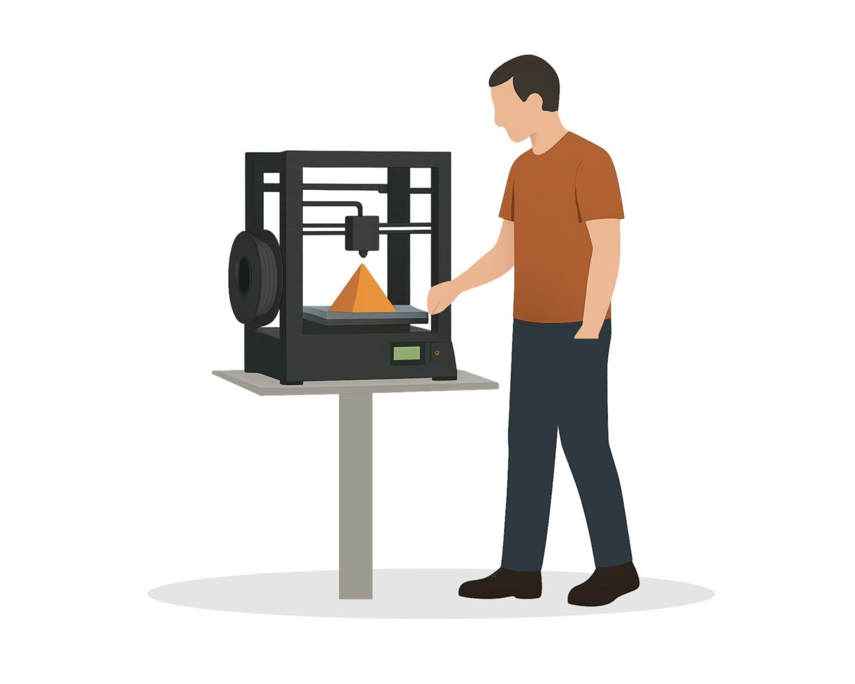 a man is using a 3d printer to make an object png