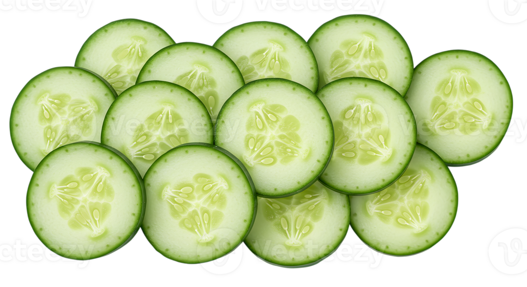 Fresh Cucumber Slices Arranged on a Transparent Background, Ready to Use in Your Designs png