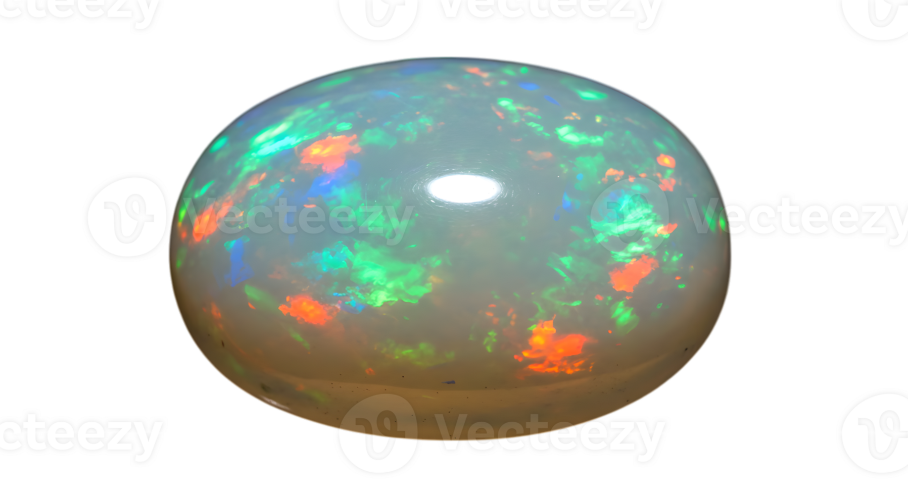 Iridescent opal gemstone with internal play of color, captivating visual display, transparent background png