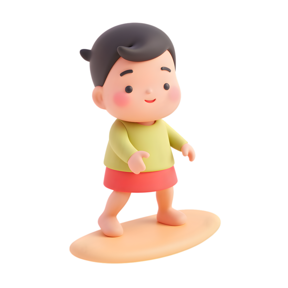 Cartoon Girl Surfing with Joy on a Transparent Background, Summer Fun png