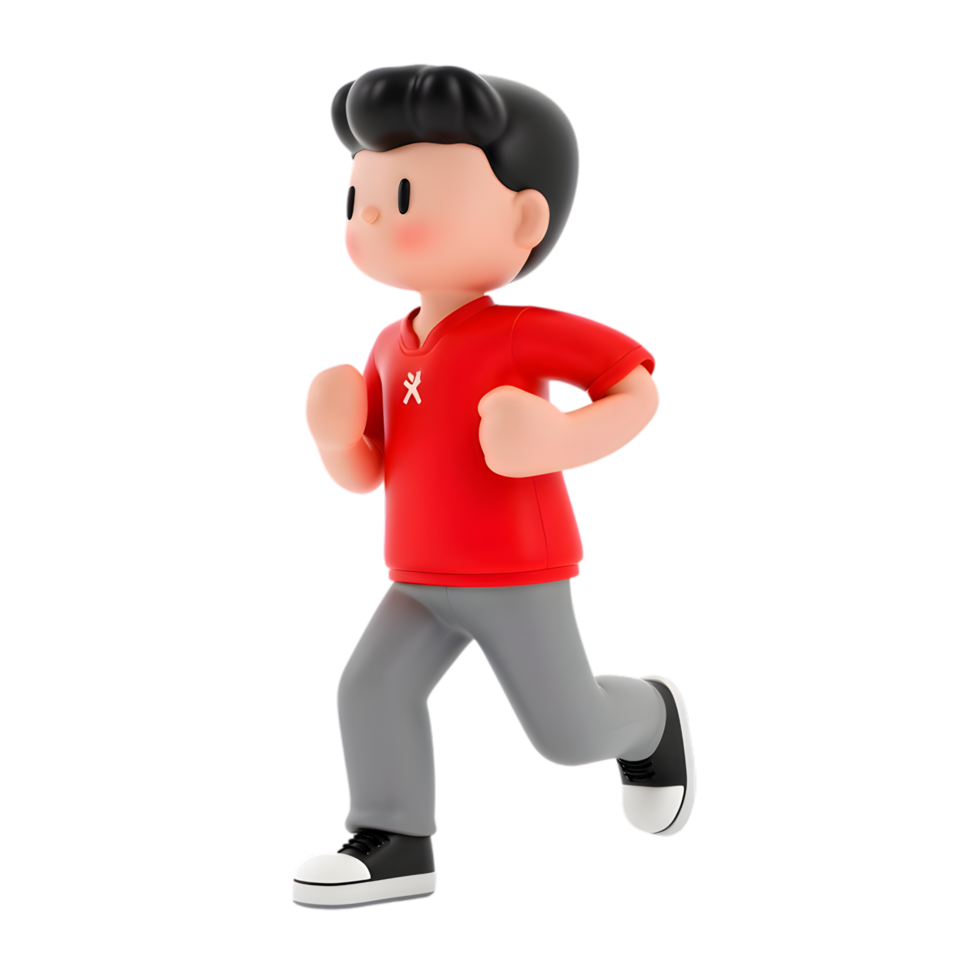 3D Cartoon Character Running on Transparent Background for Sport Concepts png