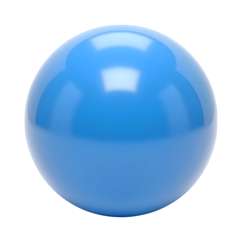 3D Rendering of a Glossy Blue Sphere with Reflections on a Transparent Background png