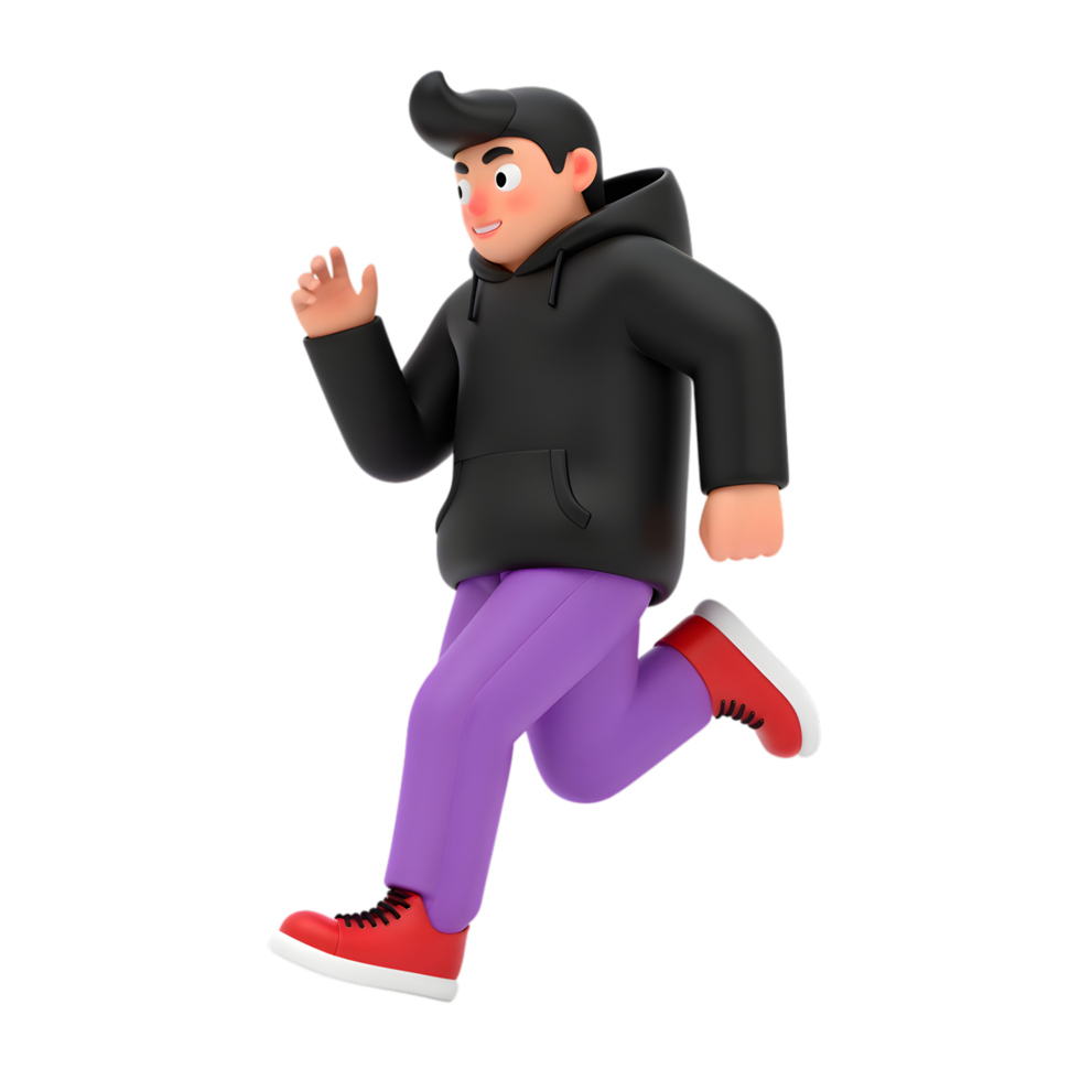 Cartoon 3D Character Running with Energy on a Transparent Background png