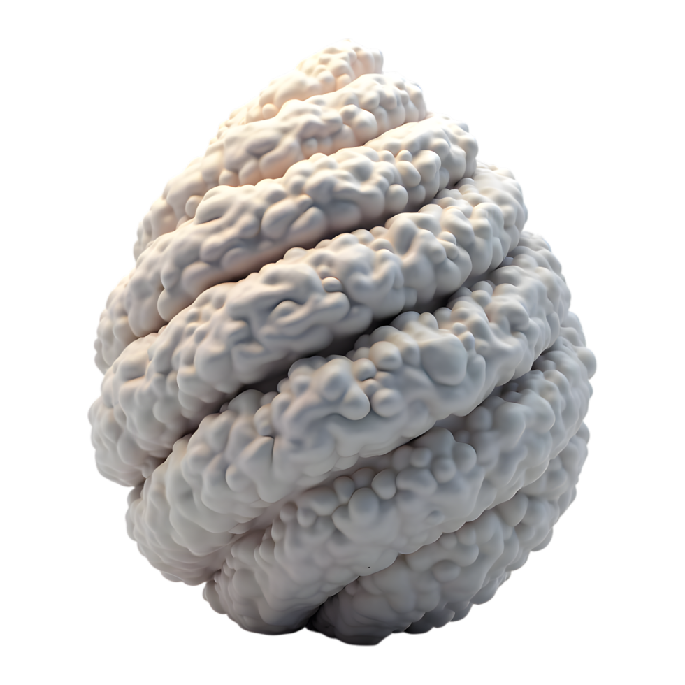 Abstract white sphere with intricate swirling patterns on transparent background png