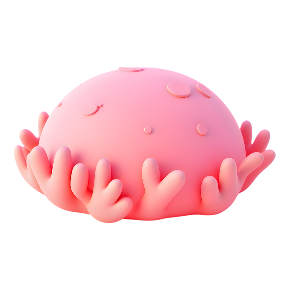 Abstract Render of a Pink Geometric Sphere with Blobby Protrusions against Transparent Background png