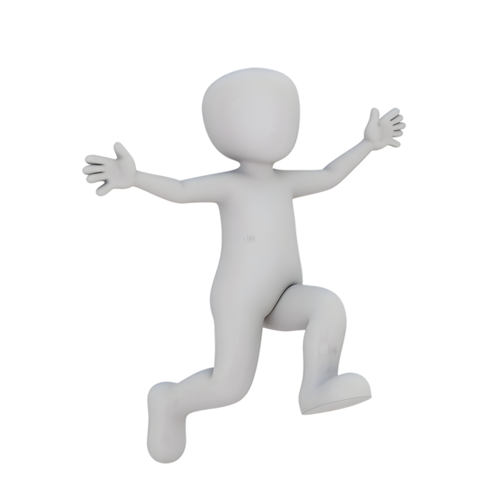 A joyful white figure leaping with enthusiasm on a transparent backdrop png