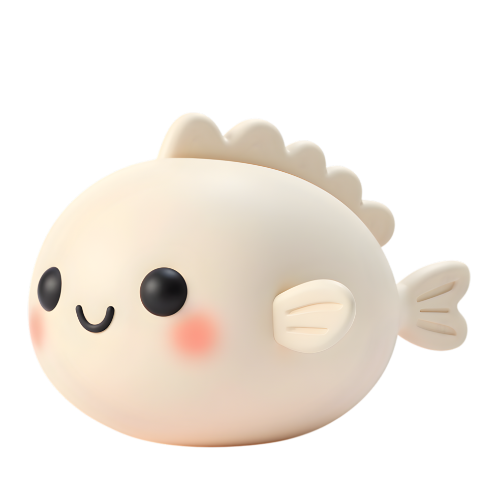 Charming 3D Render of a Cute Cartoon Fish with Transparent Background png