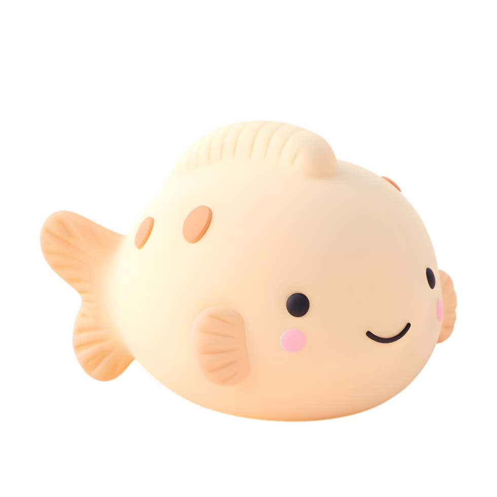 Charming 3D Render of a Cute Fish with Adorable Smile and Features png