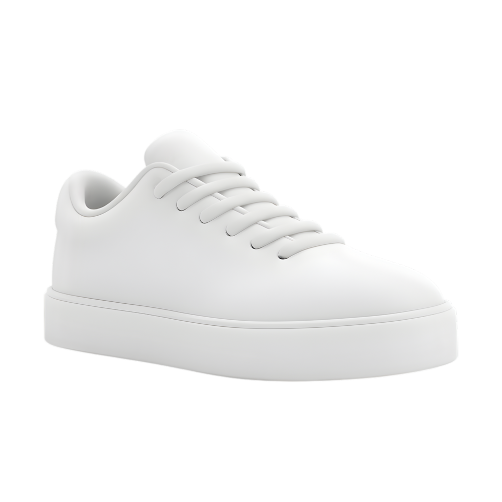 3d rendering of a plain white sneaker with laces and a solid sole, perfect for customizing png