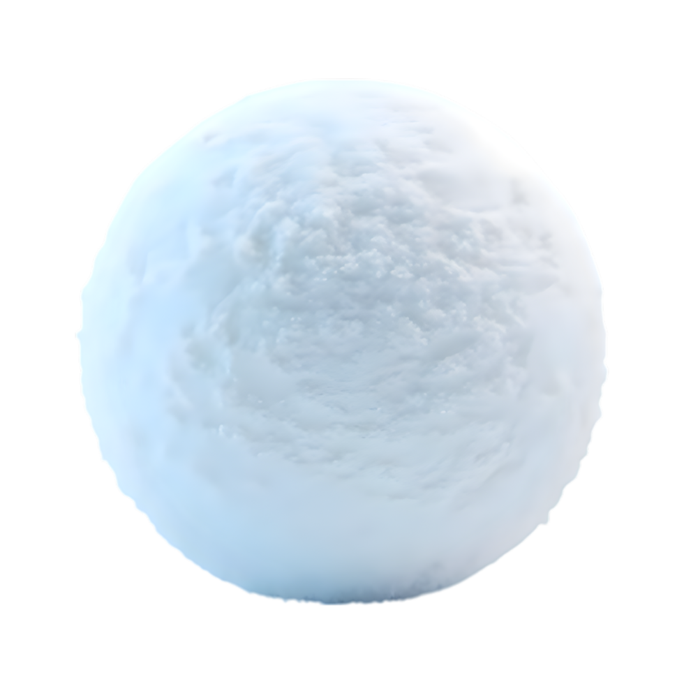 Realistic snow ball rendering on a black background with a transparent touch png