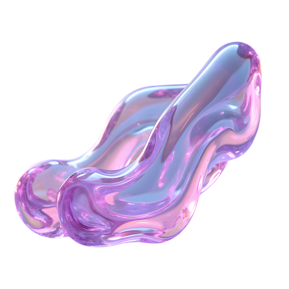 Mesmerizing Abstract Glass Wave with Iridescent Reflections on Transparent Background png