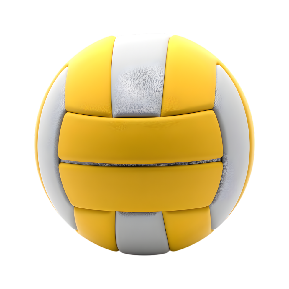 High-Resolution 3D Render of Yellow and White Volleyball on Transparent Backdrop png