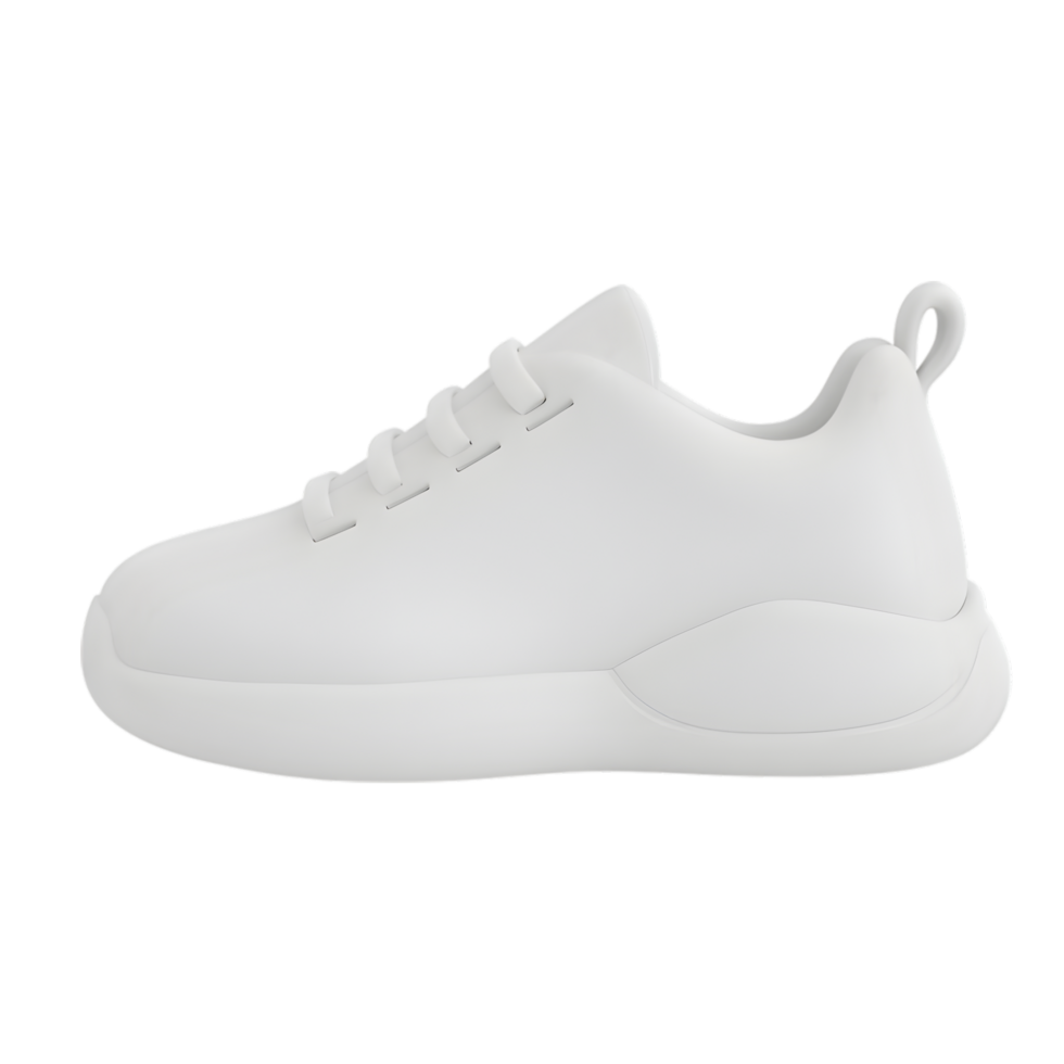 Minimalist White Sneaker 3D Render on Transparent Background for Modern Design Projects png