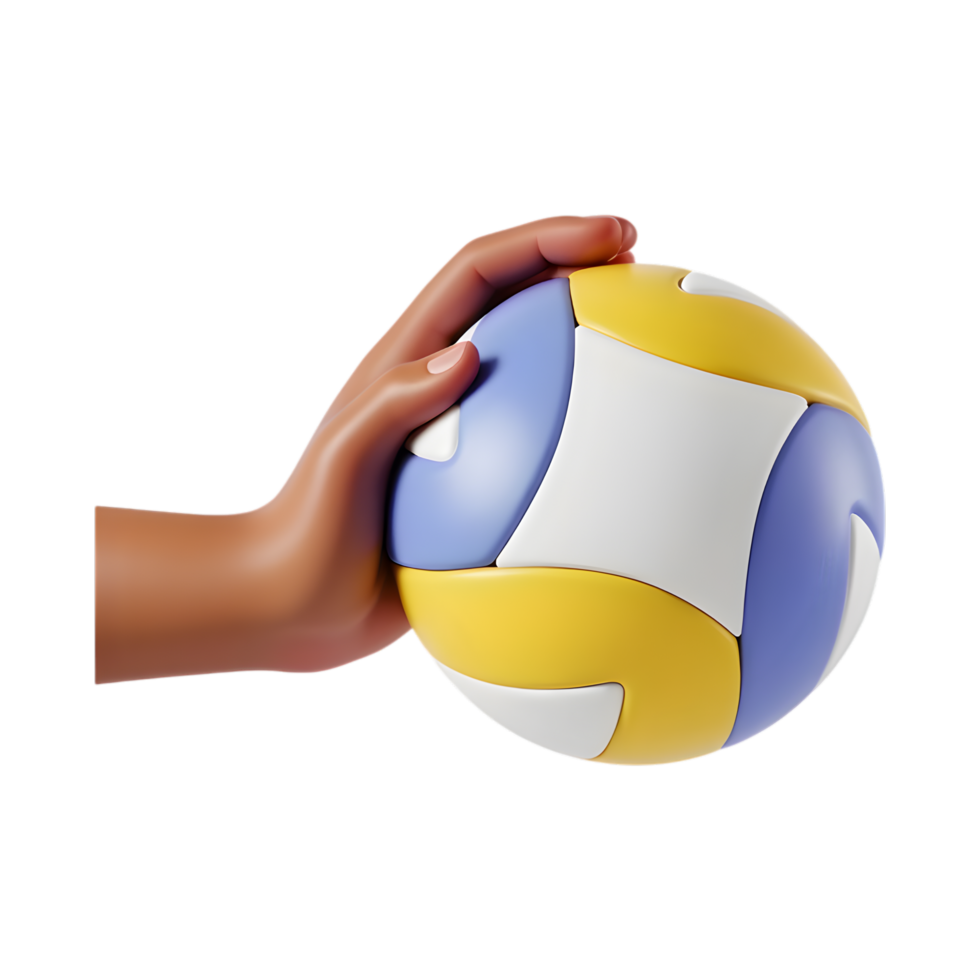 Illustration of a hand holding a volleyball with transparent background png