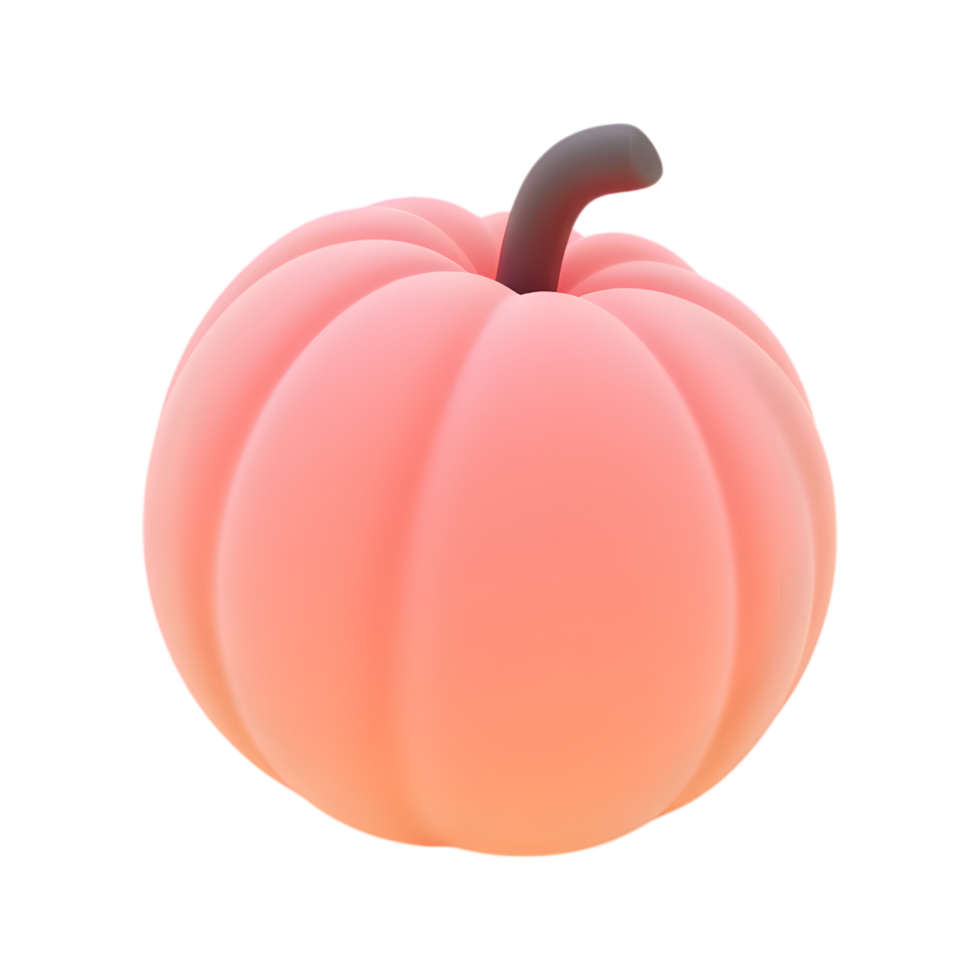 Minimalist 3D Rendering of a Light Red Pumpkin on Transparent Background png