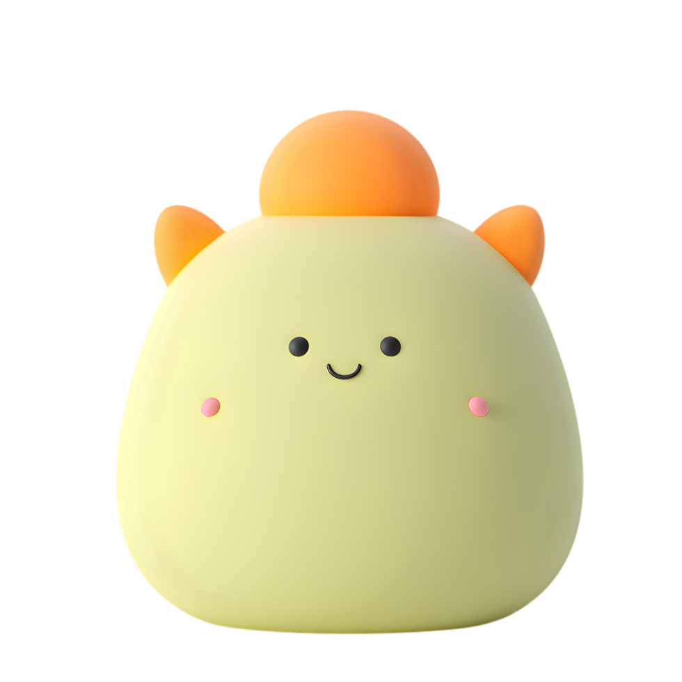 Delightful Yellow Character with Cheerful Smile and Orange Accents on a Transparent Background png