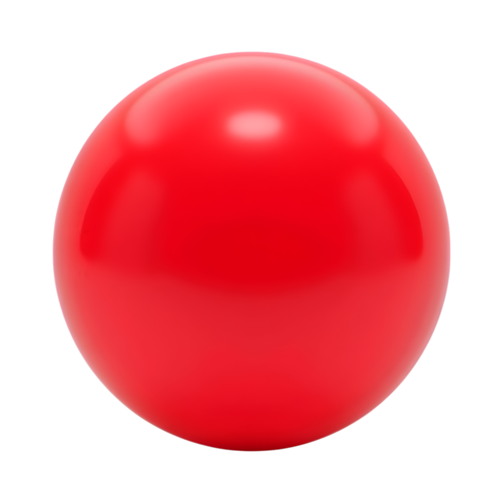Glossy Red Sphere Rendering on Transparent Background - 3D Illustration png