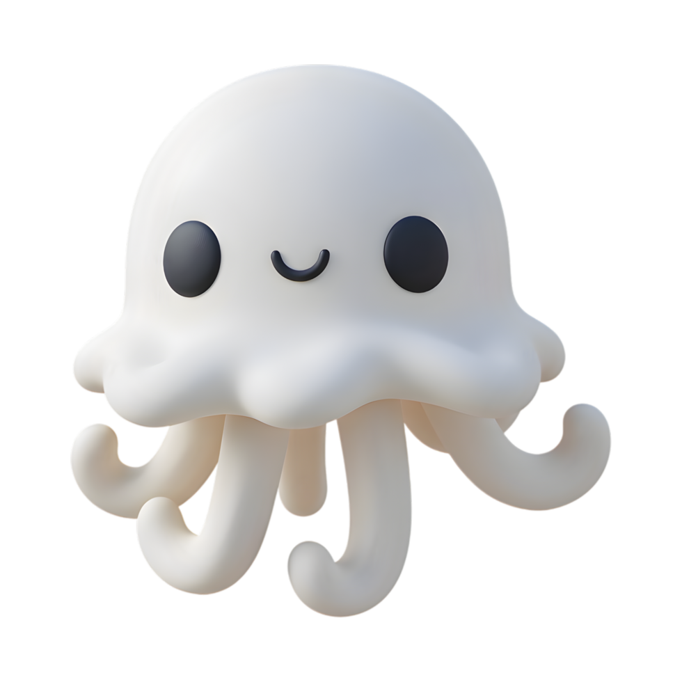 Cute Jellyfish Character with a Smiling Face on Transparent Background png