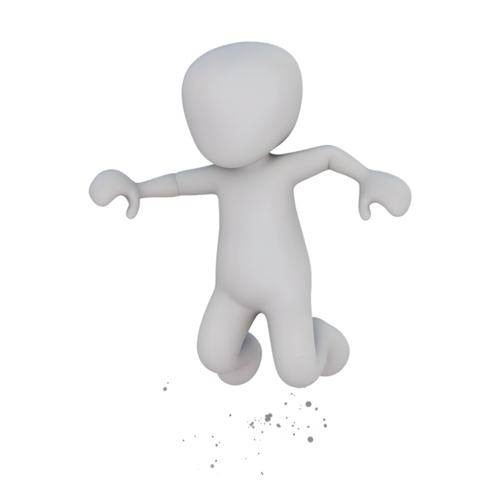 Joyful 3D Character Leaping with Excitement on Transparent Background png