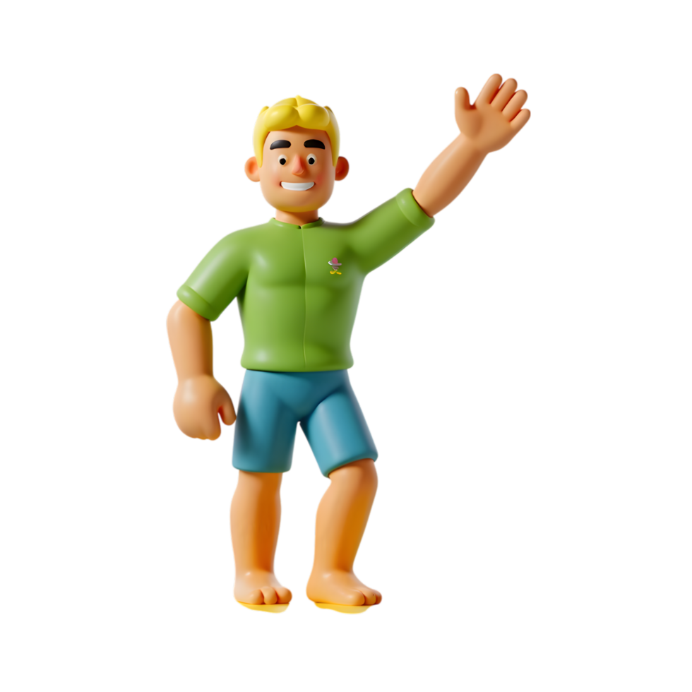 Friendly 3D Cartoon Character Waving Hand on Transparent Background png