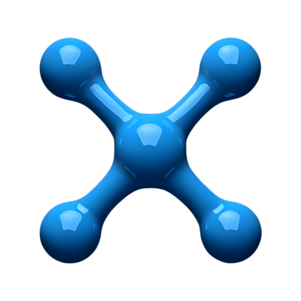 Molecular Structure of a Stylized Blue Molecule on Transparent Background png