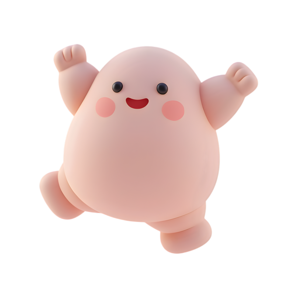 Cute and Joyful 3D Character Illustration on Transparent Background png