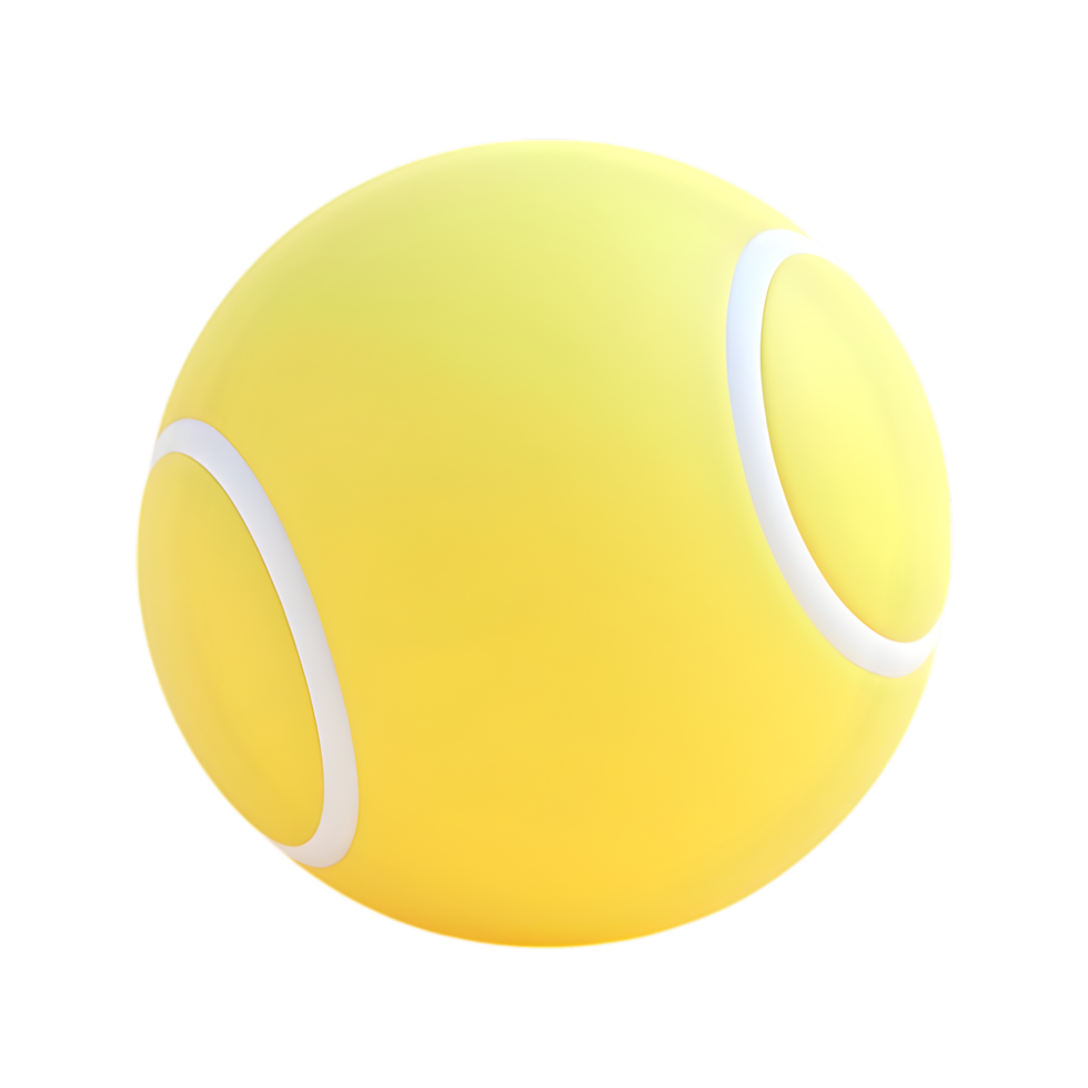 Realistic tennis ball with white lines on a transparent background, isolated object for sport and recreation concepts png