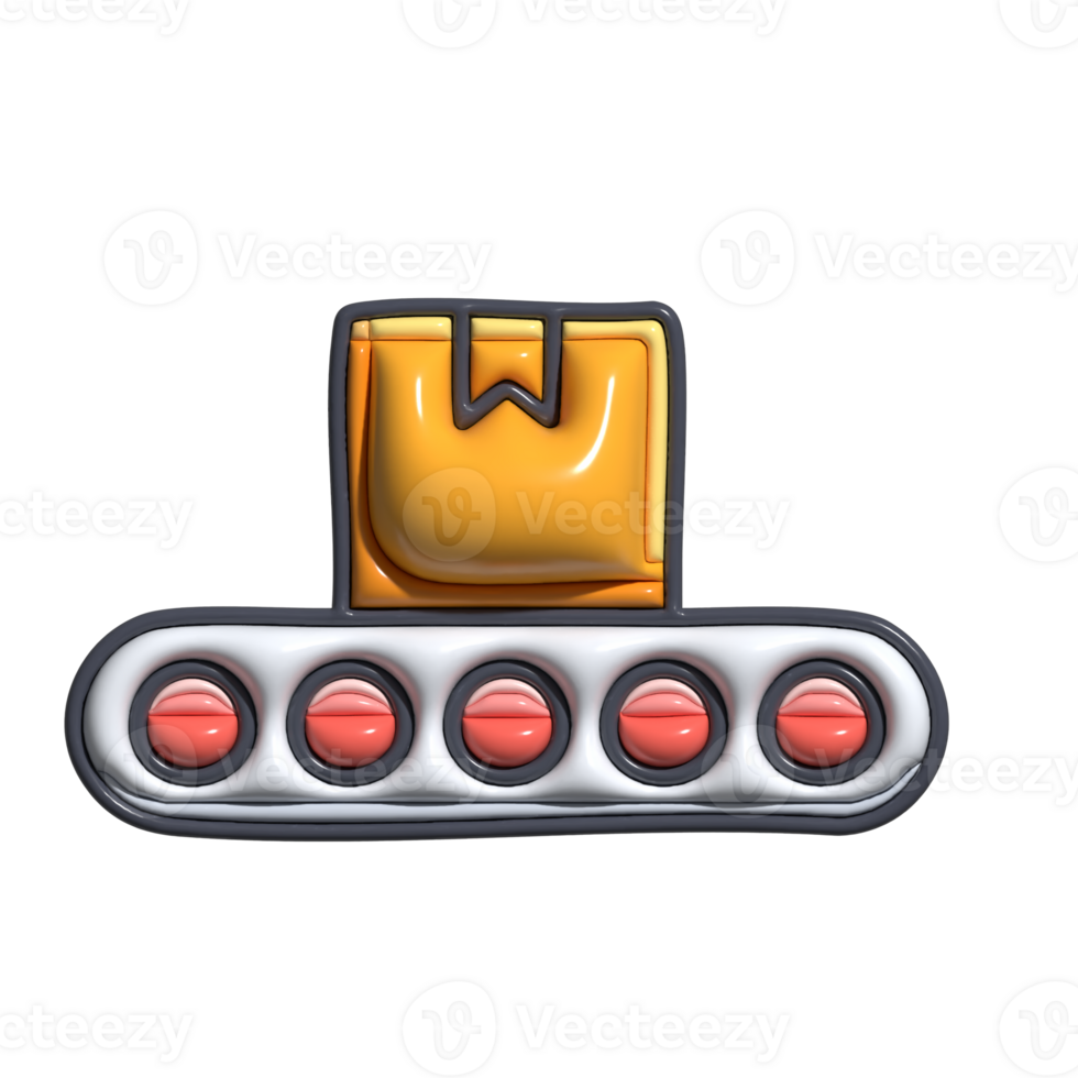 3D Cartoon Conveyor Belt Factory Automation Icons png