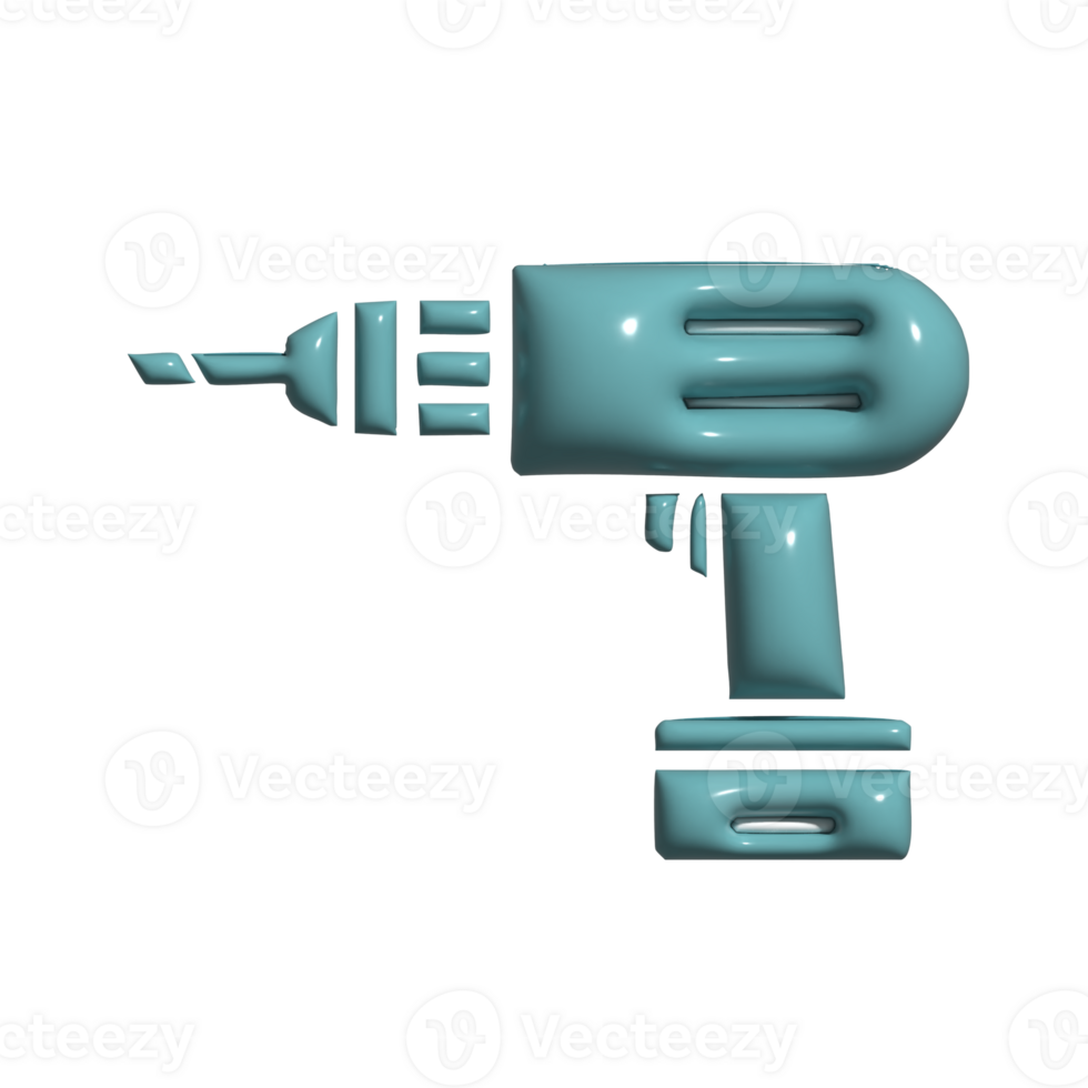3D Cartoon Power Drill Construction Icons png
