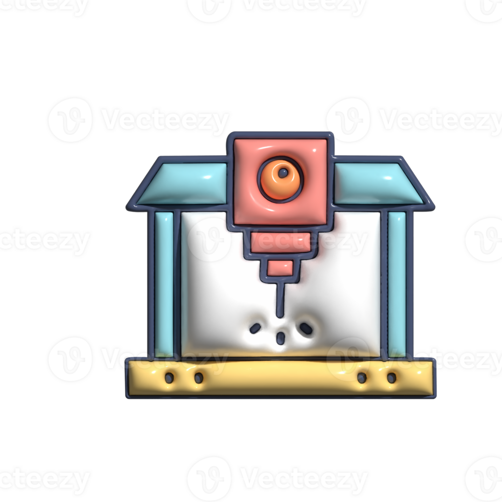 3D Cartoon CNC Machine Digital Manufacturing Icons png