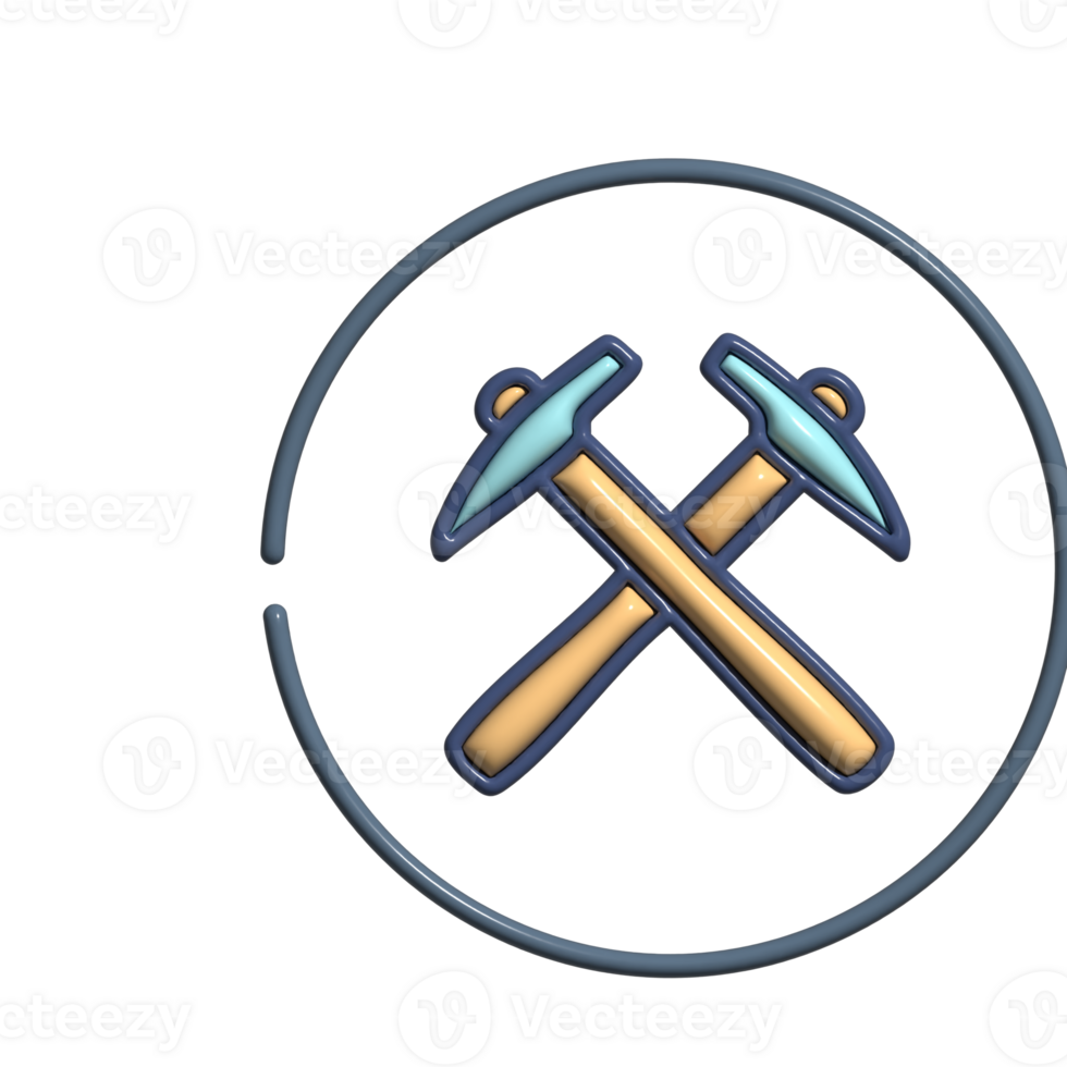 3D Cartoon Mining Mineral Extraction Icons png