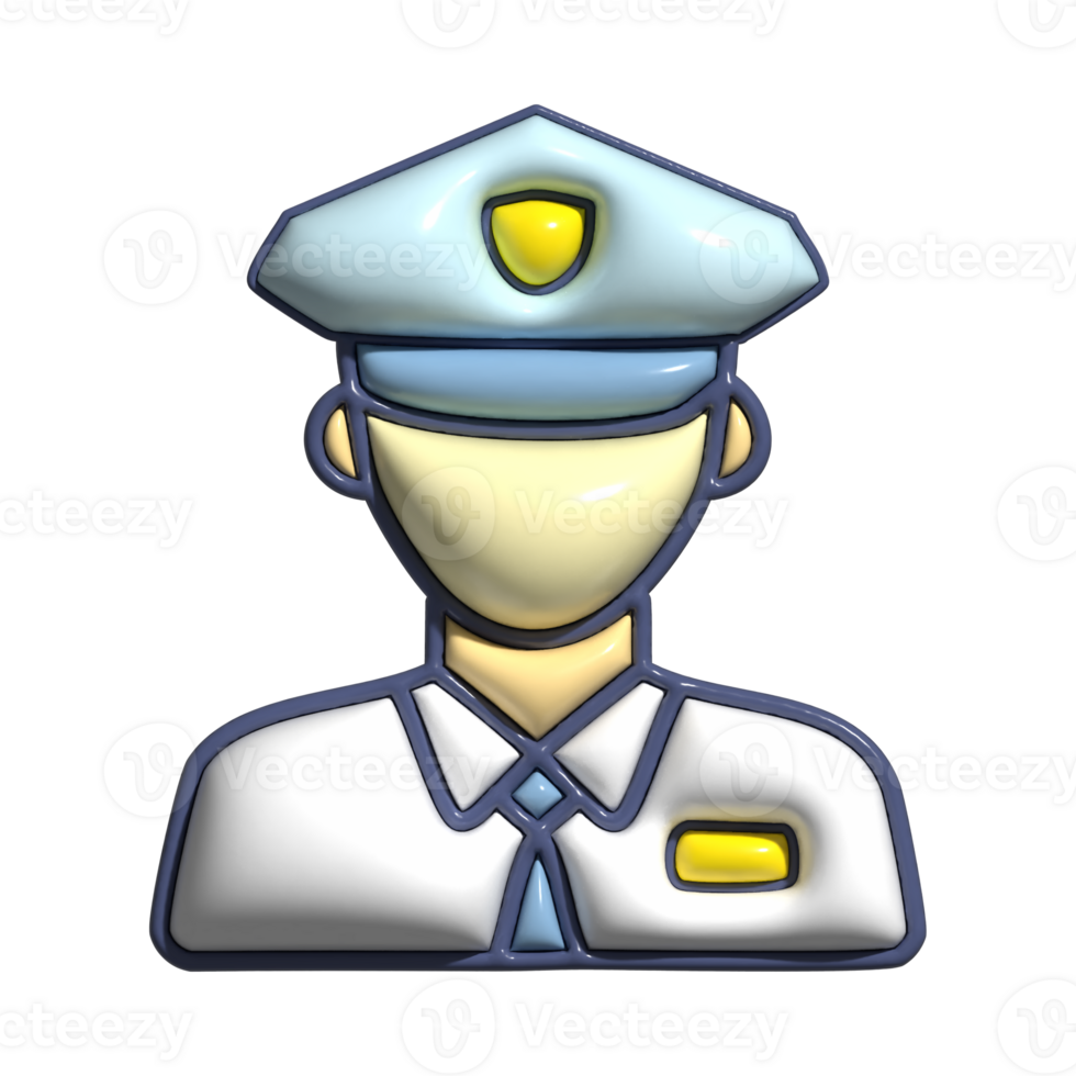 3D Cartoon Security Guard Protection Icons png