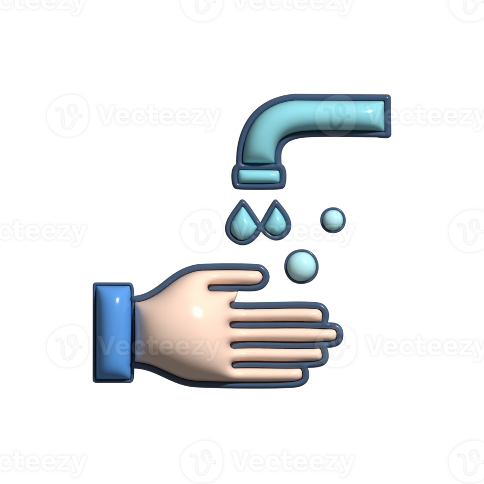 3D Cartoon Hand Washing Hygiene Icons png