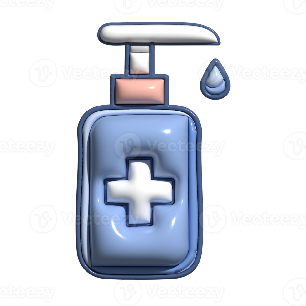 3D Cartoon Hand Sanitizer Germ Protection Icons png