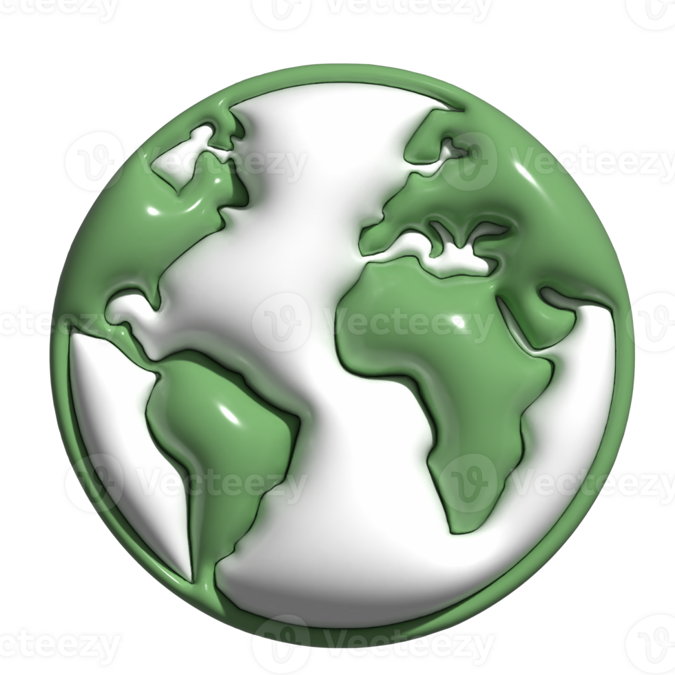 Adorable 3D World Map Environmental Symbols png