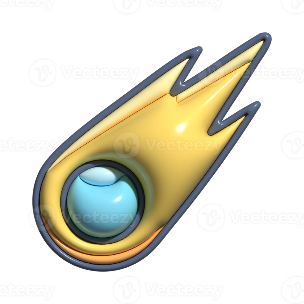 3D Cartoon Meteor Falling Star Icons png