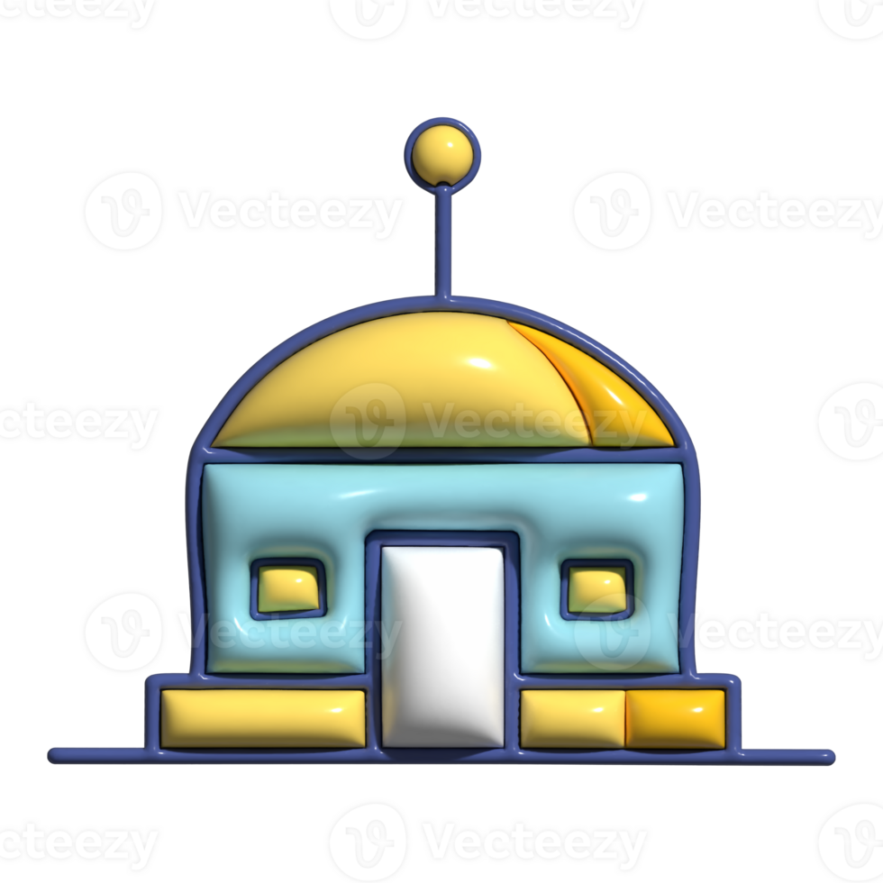 3D Cartoon Lunar Base Moon Colony Icons png