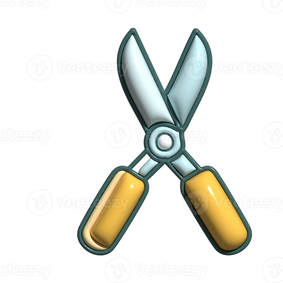 3D Cartoon Pruning Scissors Gardening Tool Icons png