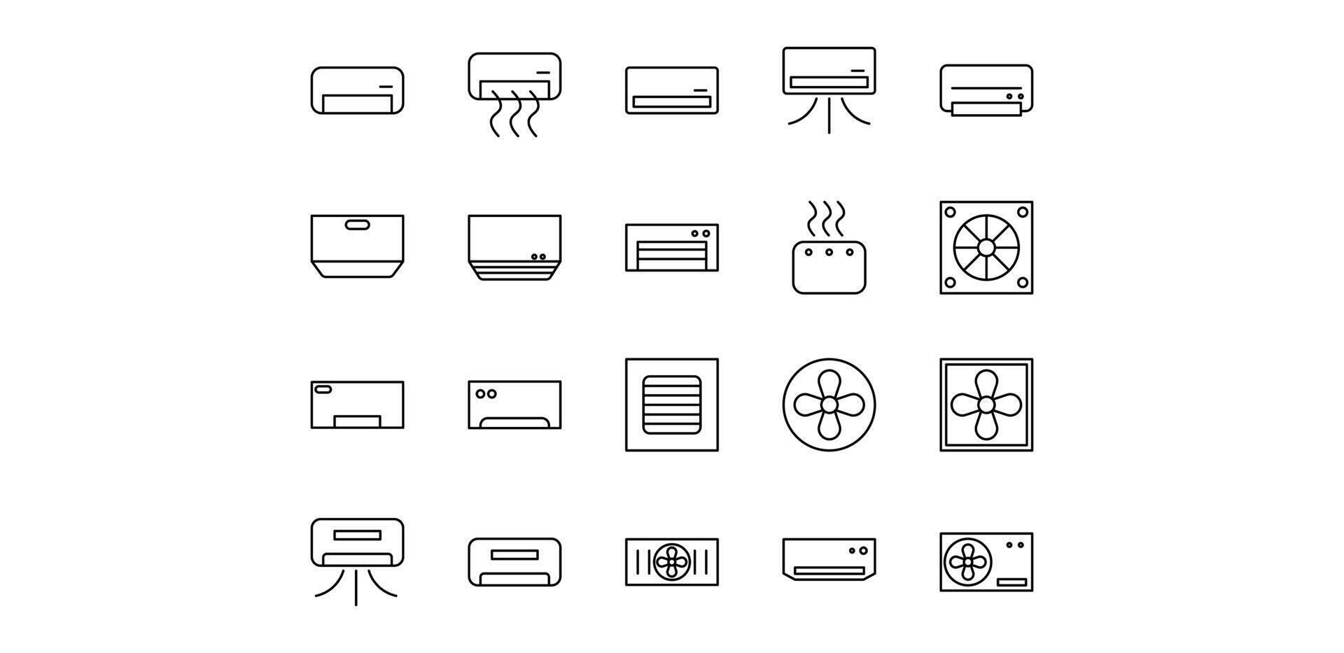 illustration of icon pack air conditioning line vector